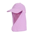 Pink sun hat with detachable face and neck shield featuring breathable mesh panels - Purple