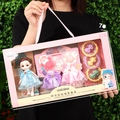 Princess doll gift set with blue dress and exchangeable outfits in a 40x22x7cm box - 40cm Portable Box Dress-up Doll