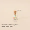 Miniature glass Christmas drift bottle with tiny tree and snow decor inside - No.117 - Red/White Candy Glass Bottle