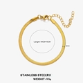 Gold stainless steel snake chain bracelet 3mm width with adjustable 16+5cm length - 16+5CM Length, 3mm Width / Gold