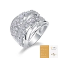 S925 sterling silver multi-layer moissanite ring with GRA certification report - US 9 / Moissanite 102pcs (with GRA Certificate)