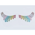 Rainbow gradient rhinestone face gems in wing shape for party makeup and festive look - FG4051R
