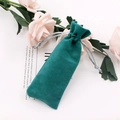 Elegant green velvet drawstring bag for jewelry storage and gift packaging - Deep Lake Blue / 6x15cm