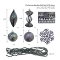 25pcs Silver Christmas Ball Set with snowflake and candy pendants in gift box - Christmas Ball Gift Box (grey) Le28