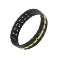 Fashionable black and gold magnetic therapy bracelet with dual row bio-energy magnets - Black Single Gold Double Row Full Magnetic