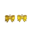 Golden bow tie alloy pendants with yellow enamel finish for DIY jewelry making - Gold