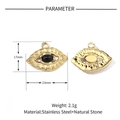 Poliertes Gold-Edelstahl-Augen-Anhänger mit schwarzem Stein und Maßangaben - VG624 (Schwarzes Auge)
