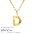 Gold-plated stainless steel necklace with textured letter D pendant, 42+8cm adjustable chain. - Letter D / 10mm Pendant / Gold
