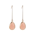 Elegant rose gold drop earrings with multifaceted pink teardrop crystals on white background - Jelly Pink