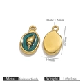 Groene emaille ovale hanger met gouden schelp van roestvrij staal voor DIY-sieraden - Donkergroen