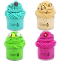 Dettaglio kit da 4 pezzi slime colorati con trame blu Tiffany e rosa fragola - Set da 4 Serie 6 (Verde Scuro Giallo Crema Verde Frutta Rosso Vino)