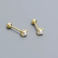Elegant gold S925 silver stud earrings with white pearls and screw back design - 925 Silver / Gold