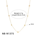 Detail view of gold stainless steel necklace with dimensions: 46cm length and 3.7g weight - Single Layer Zircon Style (NB-N1375) / 18K