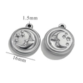 Silver vintage moon and star charms in stainless steel with 16mm diameter for DIY jewelry - Steel Color Moon Face Star Disc Style i