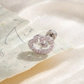 Silver cartilage earring with pink zircon cloud design and secure screw-back closure - Light Pink Right Wing (A668-2) / Single Piece
