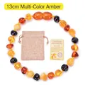 Multi-color Baltic amber baby bracelet with 13cm length and authenticity certificate - 17cm / Multicolored