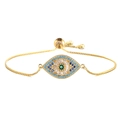 Böhmisches Evil Eye Box-Kettenarmband aus vergoldetem Kupfer mit Zirkonsteinen - Gold