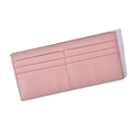 Pink litchi grain leather card holder with six slots and durable stitched edges - Pink