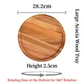 Rotating acacia wood cake stand with a 360-degree swivel base and 28.2cm diameter - 10-inch Large Acacia Tray (Rotatable)