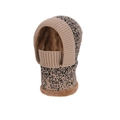 Winter knitted balaclava for women with thick fleece lining in brown and black - Khaki