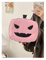 Borsa a tracolla a zucca rosa con catena dorata e dettagli neri del viso - Rosa