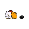 Cute Capybara and duck enamel pin badge with heart for backpacks and clothing - Duck Best Friend - Heart
