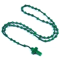 Handcrafted rosary with green striped malachite beads and matching cross pendant - Malachite (Synthetic)