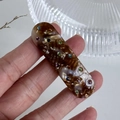 Brown tortoise shell acetate hair clip with colorful rhinestones for women - Brown