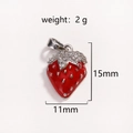 Collana con ciondolo a fragola rossa con zirconi colorati e dettagli in argento - Stile Fragola Rossa Smalto Gambo Argento(17)