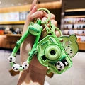 Portachiavi panda verde con cinturino 3D e ciondolo fotocamera con proiettore LED - Panda con Bambù Fotocamera