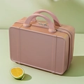 14 inch rose pink hard shell vanity case with textured surface and sturdy handle - 14" / Rose Gold