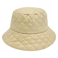 Quilted winter bucket hat in light beige nylon with warm diamond stitching pattern - One Size (56cm-58cm) / Khaki
