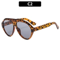 Oversized tortoise shell aviator sunglasses with dark grey lenses in style C2 - Tortoise Frame Light Grey Lens