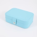 Portable sky blue PU leather jewelry box for rings and earrings with snap fastener - Sky Blue