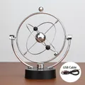 Detail view of kinetic orbital desk toy with metal rings, black base, and USB power cable - 603 Cord And Battery Dual-use Model ♢ / Product + Gift Bag ♢