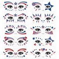 USA Independence Day 250th anniversary temporary face tattoos with stars and stripes - FF001-010 Independence Day Combination Set (10 Sheets)