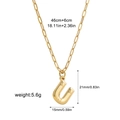 Polished gold initial U bubble pendant necklace with elegant paperclip chain length 46cm - Letter U
