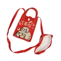 Mini red knitted phone bag with a cute cartoon tiger and cross-body shoulder strap - Good Things Happen Red