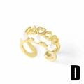 Gold plated open heart ring with three white pearls in a delicate cutout design - Heart Hollow Artificial Pearl Style (D)