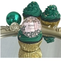 Macro view of acrylic Christmas cupcake topper with pink snowflake and Merry Christmas text - Rose Gold Christmas Style 7