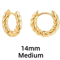 Orecchini a cerchio ritorti medi da 14mm in oro con design a spirale - Intrecciato 14mm