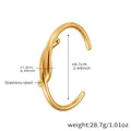 Detailed dimension guide for golden stainless steel knot bangle showing 6.1cm diameter - ID 6.1cm/W 1.0cm / Gold Geometric Knot
