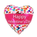 White heart foil balloon with colorful hearts and Happy Valentine's Day banner - 18 Inch Valentine Heart F3074