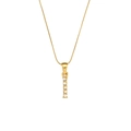 18K gold plated stainless steel snake chain necklace with zircon bar pendant - Letter I