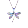 Macro view of a colorful dragonfly pendant made of vacuum 18k plated stainless steel - Iridescent Necklace