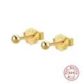 Minimalist S925 sterling silver gold plated ball stud earrings with butterfly backs - 2mm / Gold
