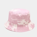Pink and white tie-dye bucket hat with cotton fabric and stitched brim detail - M (56-58cm) / Pink White Tie-dye