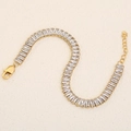 Elegant 18K gold plated stainless steel bracelet featuring rectangular clear zircons - Gold-White Bracelet