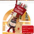 Großer rot-beiger Weihnachtsstrumpf mit 3D-Schneemann-Applikation und Merry Christmas Text - 102B Schneemann Stil (102B)