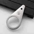 Macro view of teardrop stainless steel bottle opener with engraved wine character - Silver (Character Jiu OPP Bag)